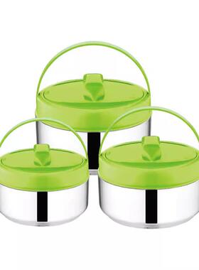 双层不锈钢厚饭盒圆形便上盒班族学生便携保温当密加封家用JOJ餐