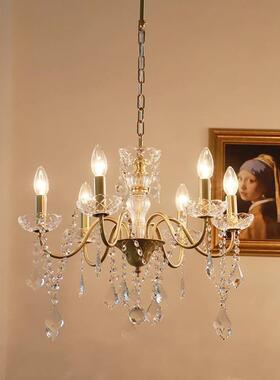 美式蜡烛水晶吊灯式全铜43251光谱护眼法宫轻廷卧室餐厅客厅全奢