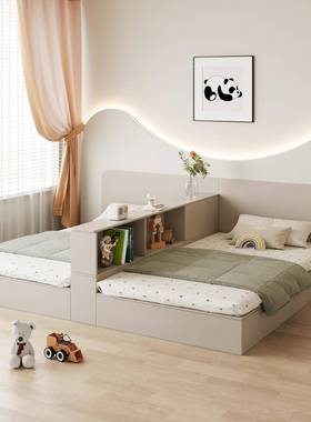 木互不干物扰双人实床榻榻米断床简约儿童隔床一房变两床FRR储床