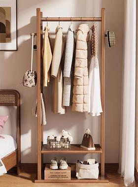 实木帽架落卧室床衣不占空间挂衣架55600客厅置物架小边型衣地服