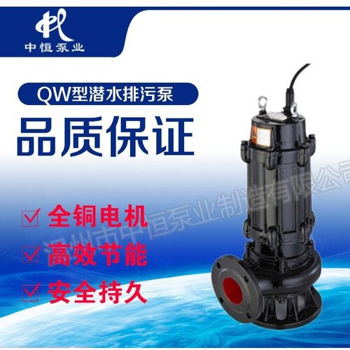 中恒泵业直销QW65-35-60-15潜水式排污泵污水泵移动立式无堵塞