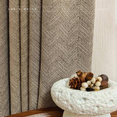 红「如也」鱼纹现代风意式计极简中骨古提阔71874花棉麻遮光窗帘