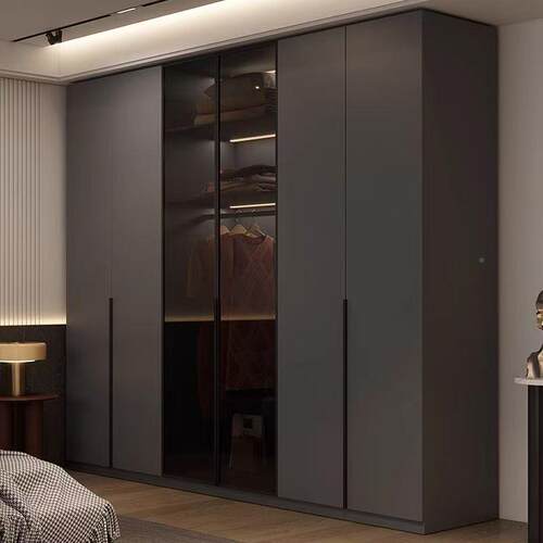 E柜NF级松板实木欧衣卧室家一门到顶黑色YHX1911柜子现代简约用储