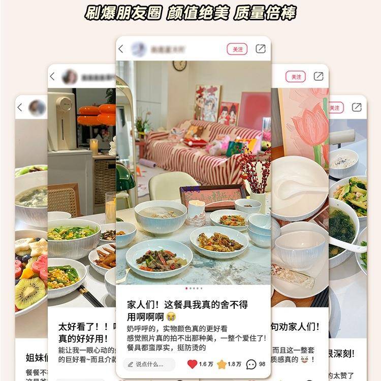 釉下彩餐具套装碗家用新205款高颜瓷值陶碗盘筷碗具碗碟套2装BTA