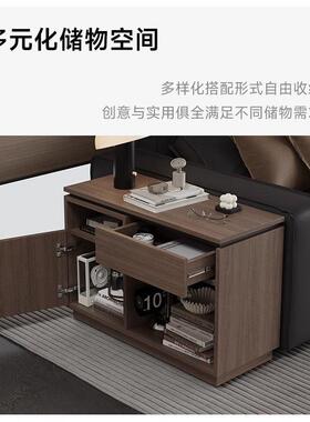 实木边可移发动边几小意式极简户型客厅沙侧柜胡桃82300木隔断柜