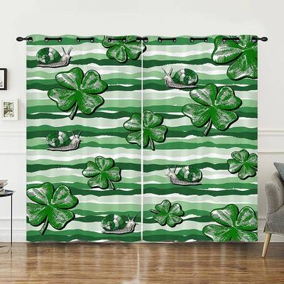 数亚马逊印跨境窗帘特37417圣托里克节绿帽节帘子码花遮光帘免打