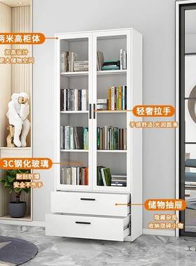 钢制书柜新款带门防客尘柜玻璃门展示柜厅储物儿童柜学书91434生