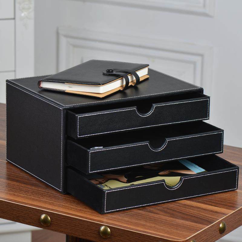 高档创339意皮质桌面文件收纳盒公抽屉A整理储物办柜放4纸办公用,收纳整理,首饰盒,淘宝优惠券,粉丝福利购,淘宝优惠卷