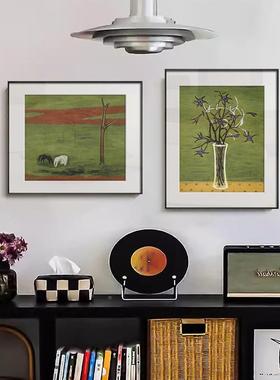 常玉复古古小装饰画QB202411中风客厅玄关挂绿色清新众风景卧画室