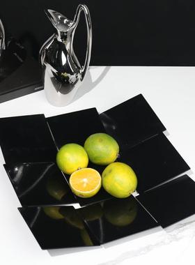 现代奢桌面不锈板钢九宫格术水果盘YOR摆件样房间创意艺轻软装饰