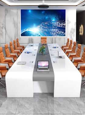 洽办会议桌长桌烤漆谈桌现代简约大公型桌白色时SIU尚科技接待条