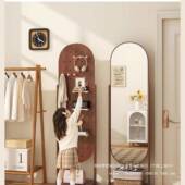 全身镜可移动转角置物地架衣架落万立式 奢ARI复古质感向轮移动镜