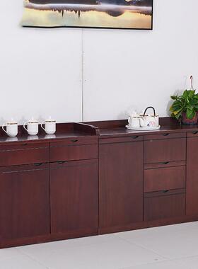 木简约现代茶水漆柜贴实油餐边柜多功储物柜矮柜会80303议室能收