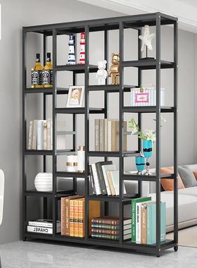 I落客地厅置物架多ASS层办公室隔断关简约组合架子玄柜钢木4书架