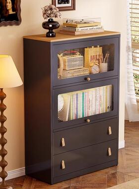 钢制现代14694简约用风家抽客大容量玻璃收纳储物柜卧室厅轻奢屉