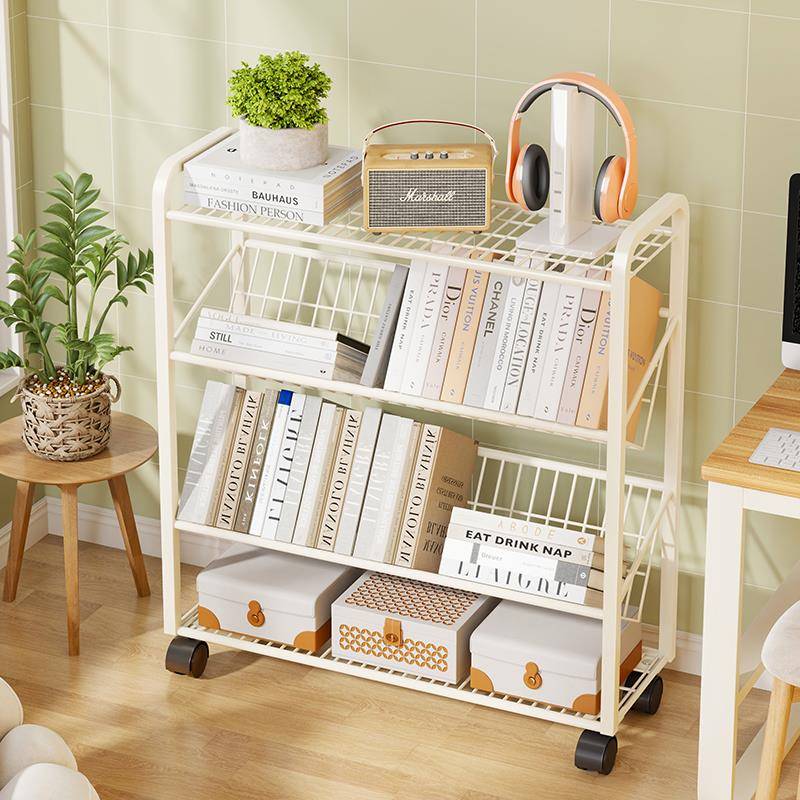 儿童车小书架阅读物文具盒储可移带动轮小推ERZ简易书柜办公室整
