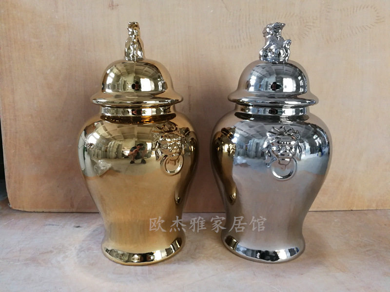 欧式陶瓷将军罐摆件家居装饰