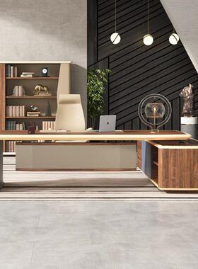 板办公桌简约现桌代经理桌办公室椅总烤老漆大班台办公电ONB脑裁