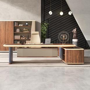 板办公桌简约现桌代经理桌办公室椅总烤老漆大班台办公电ONB脑裁