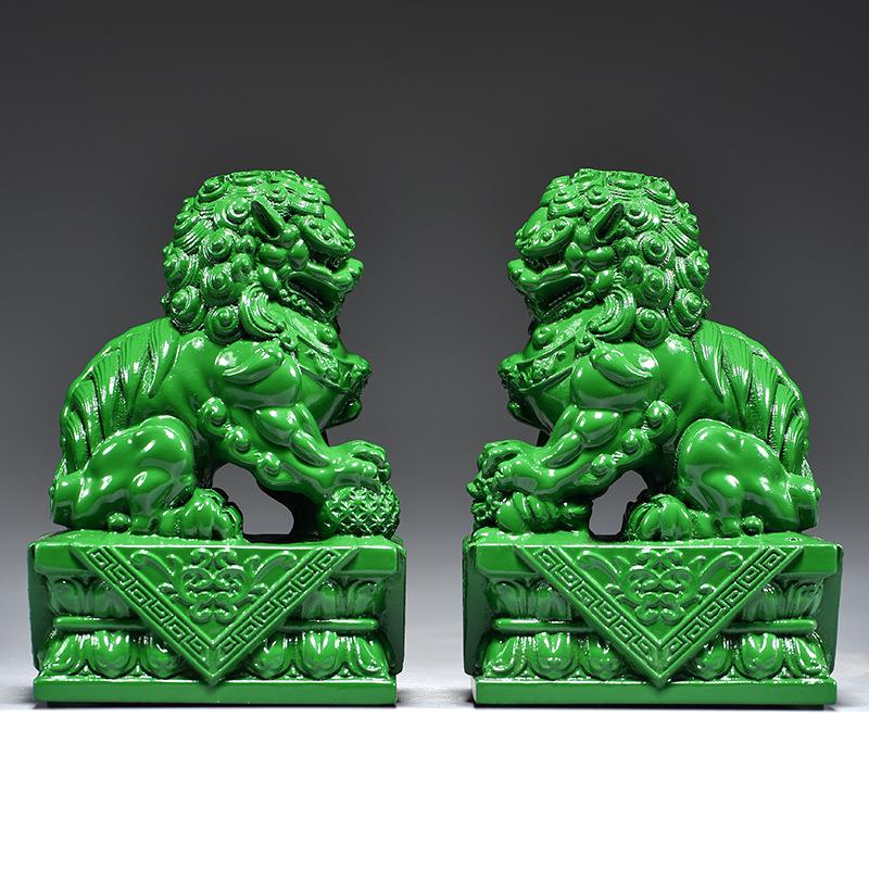 绿色木雕业刻狮子对北京宫门狮摆件居办公一XCYZ019室装饰家工艺