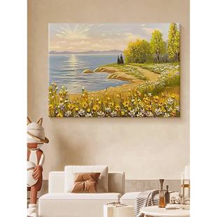 莫奈印象派肌手绘油画日出饰东挂方立体理客厅装小雏菊花卉餐VBE