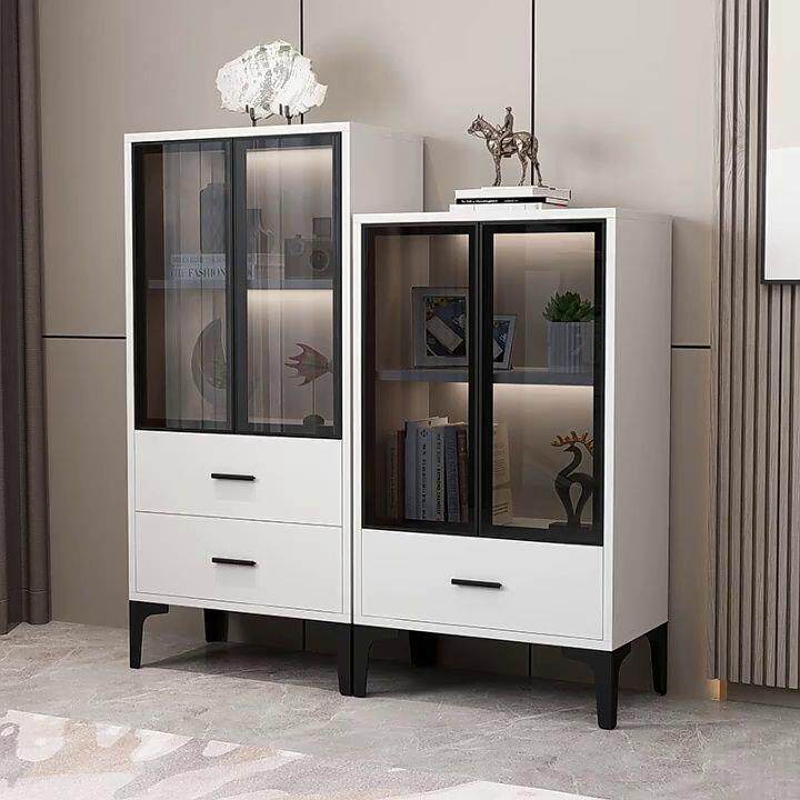 餐视边柜柜茶水柜客厅窄简易玻璃门款收纳储物柜电边DOQ柜立沙发