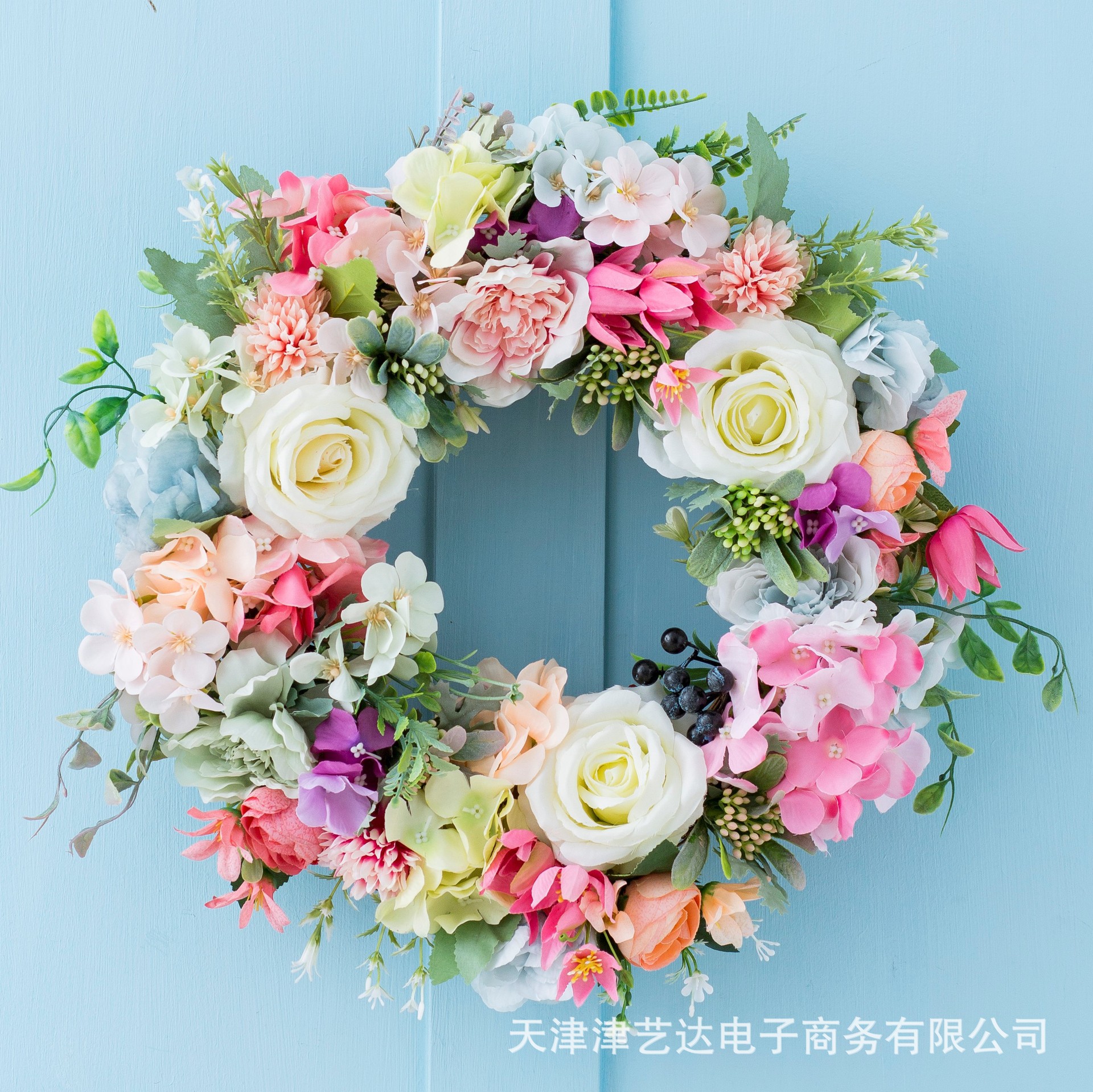 2022新款欧式仿真玫瑰花环挂饰