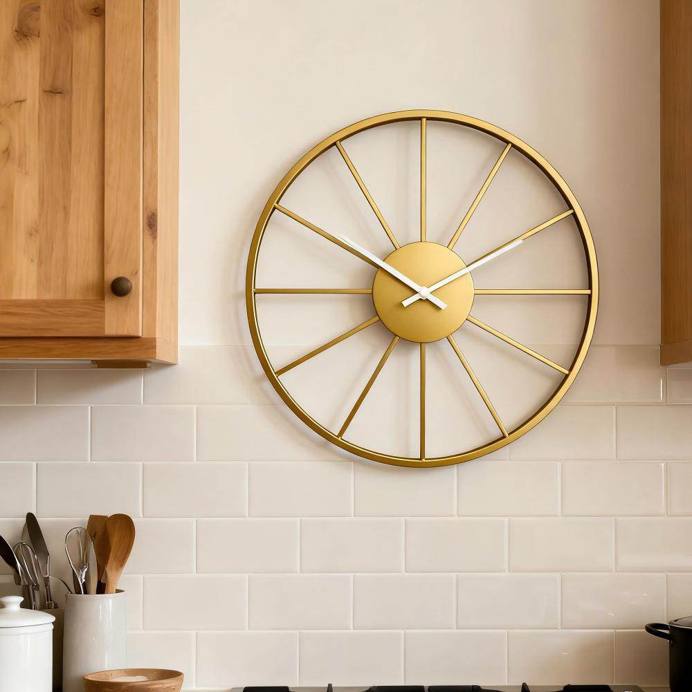 工业风辐式手工色铁艺挂钟装欧洲家居艺术墙面BYAL2511时钟轮黑金,家居饰品,挂钟,淘宝优惠券,粉丝福利购,淘宝优惠卷