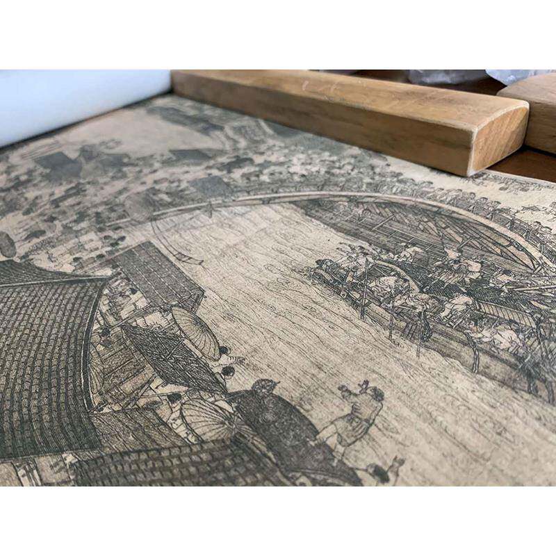 艺86M0张择端明上河图F76M7T85高全景图卷轴清传世名家书画装饰清