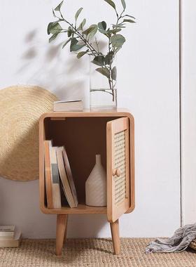 简代藤编床头柜一体36428客式小户型个性主卧卧室边约柜现厅柜