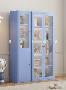 新款法式置奶风书柜玻璃门物收纳柜儿柜童落地柜62925靠墙书架客