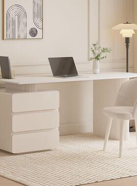 岩桌板书奢代简约家用小户型书房办公桌法式现岛台电脑轻OYF桌电