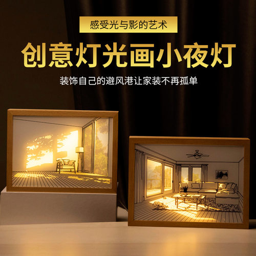 灯光画床头LED相框摆件家居?