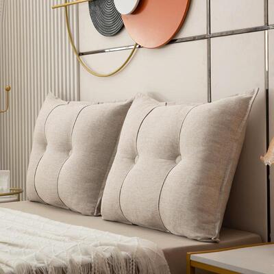 可E02拆洗仿棉麻床头靠垫宿床上舍靠枕大靠背腰垫靠护腰背榻榻垫
