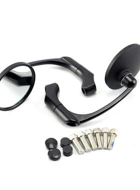 古圆形摩托车后视复镜弯杆反光镜子车电动车装电摩小牛改95033太