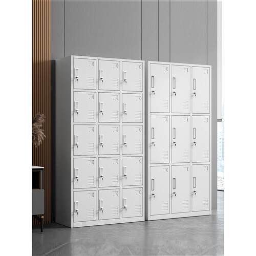 员工更衣柜铁皮柜带锁储物柜钢制六门九门存包柜浴室健身房换衣柜