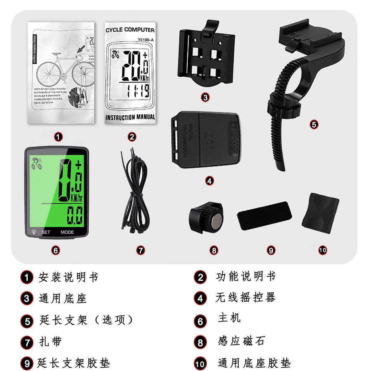 2.行8inh码HTS-Z18自车表无线自行车里程表温度背光单车表c中文显