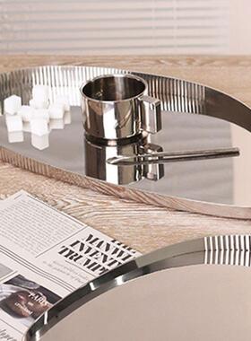 北欧简约镜面居锈品钢托盘不样板间酒店客厅家玄关桌面装饰BHR摆