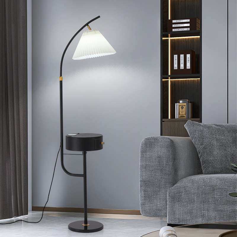 茶几落地灯客厅沙发旁边ins网红北欧卧室床头柜带抽屉置物架一体