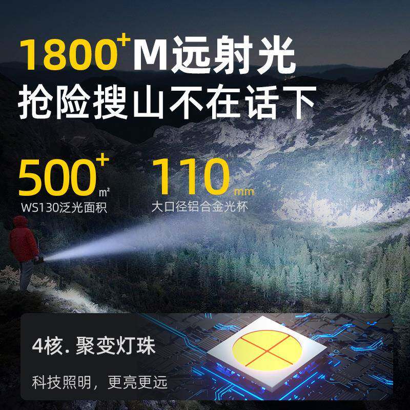 沃尔系森WS系列WS列强光手电筒充电超电灯亮户外远射手提探照太阳