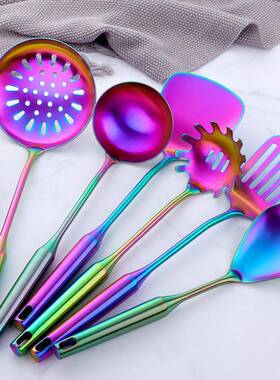 3A03604不锈厨具套装加厚空心柄烹锅铲铲大漏勺家用厨房饪钢勺七