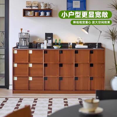 ISE北欧边木餐柜用小户型岩板落地储物咖啡边柜实客厅家中古收纳