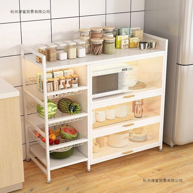 带门房多功置架落地能多层微波炉菜篮厨子餐物边收纳MRI储物柜碗