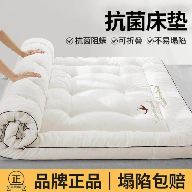 纯色刺绣床垫家用卧室出租房软垫子加厚防滑床褥子宿舍学生铺底款