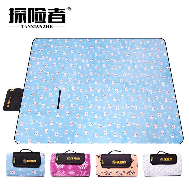 探险者珊瑚绒野餐布户外垫子野餐垫防潮垫加厚地垫野炊地垫