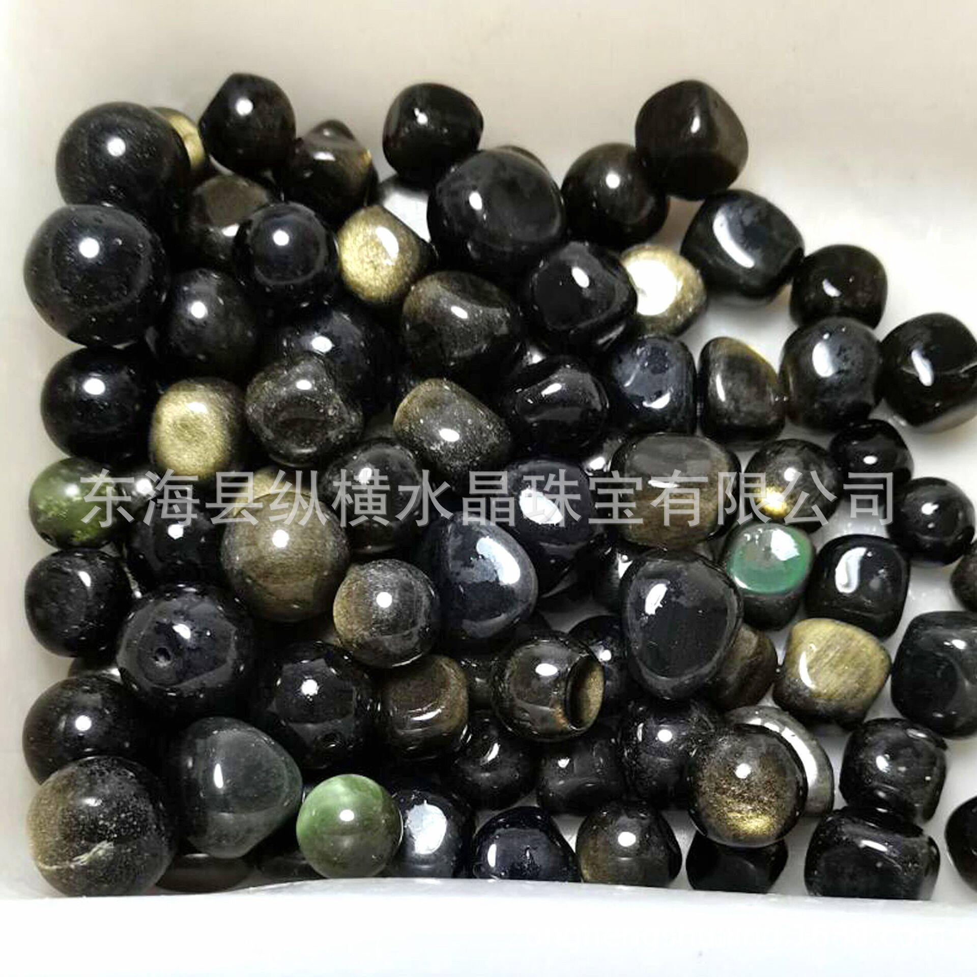 公斤价约10~20毫米金曜石圆角碎石裸石黑曜石盆景石鱼缸石