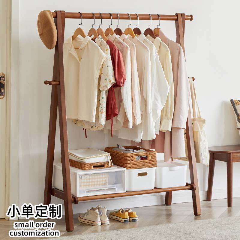 松木衣帽架家用落地衣架杆卧室房间挂衣架室内简易晾衣服架子立式