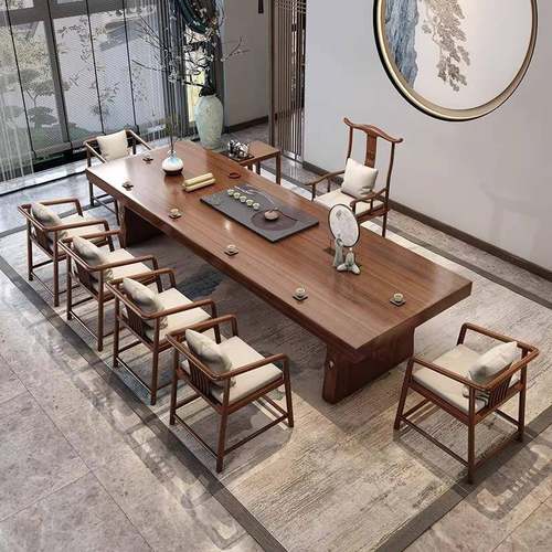 茶桌茶座椅一套新中式实木家用客厅公司接待茶台办公室大板泡茶桌