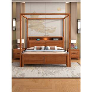 新中式大小全户型实木明式传统四柱老式架子床家用民宿宫廷拔步床