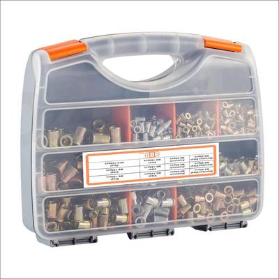 1200PCS盒装套装铝拉铆不锈钢镀彩锌竖纹螺母组合铆螺母